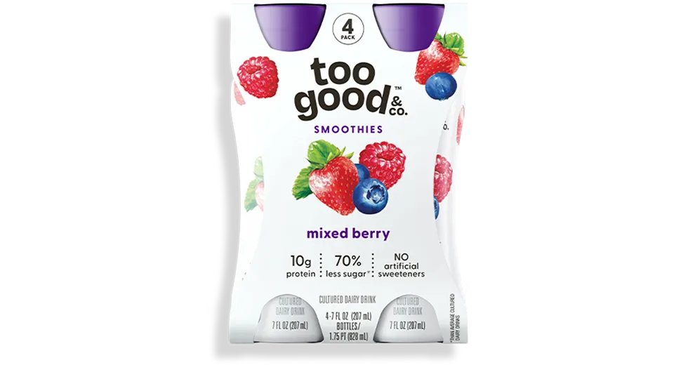 Too Good & Co Mixed Berry Yogurt-Cultured Ultra-Filtered Low-Fat Milk Smoothie 4-Pack
