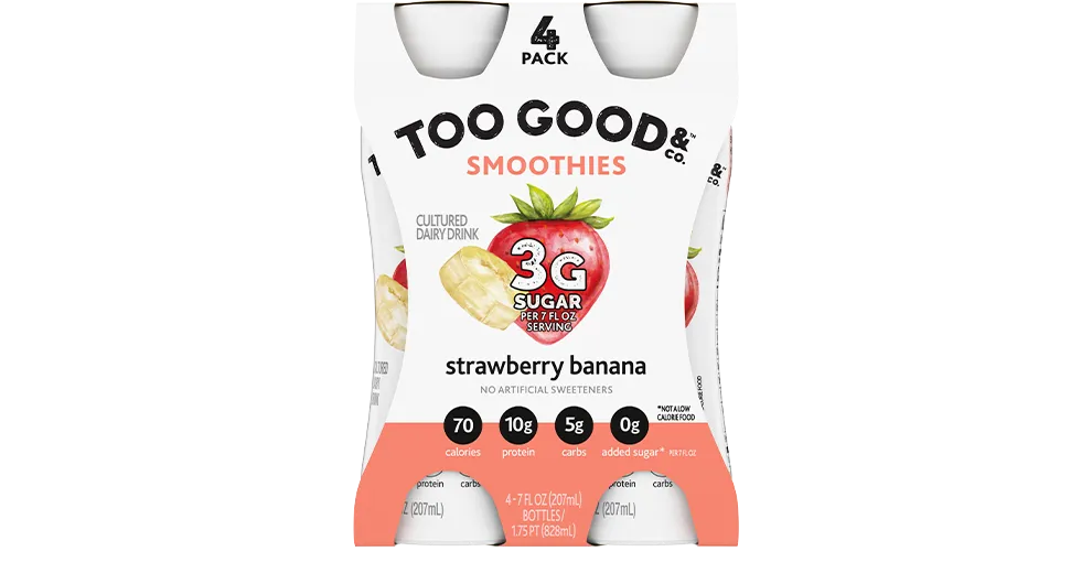 Too Good & Co.™ Strawberry Bananna Cultured Dairy Beverage 7oz Bottle 4-Pack